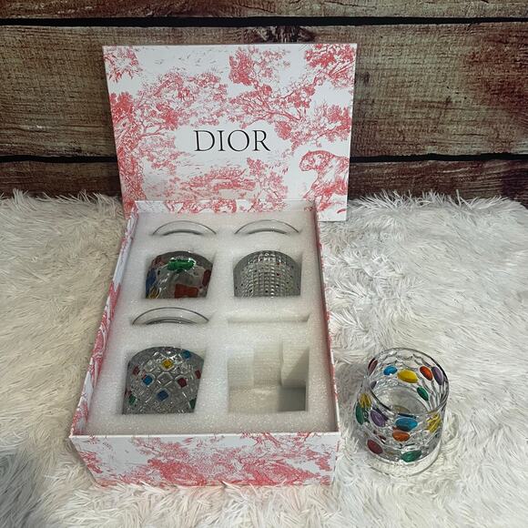 Christian Dior Rotating Drinking Glasses Set of 4 Multicolor Whiskey Tumbler - Picture 3 of 10